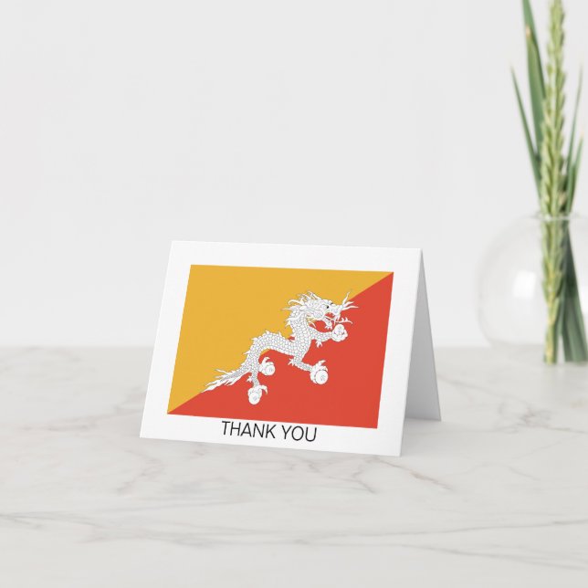 Patriotic Bhutan Flag Thank You Card (Front)