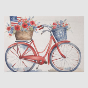 Patriotic Bicycle Blooms in Watercolor decoupage  Tissue Paper