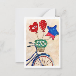 Patriotic bicycle Flat Note Cards