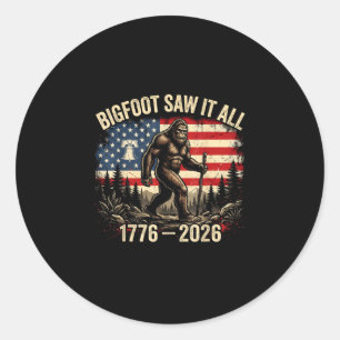 Patriotic bigfoot 1776-2026 250 years apparel classic round sticker