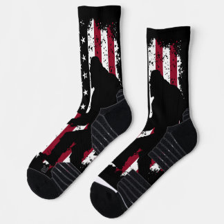 Patriotic Bigfoot American Flag Crew Socks