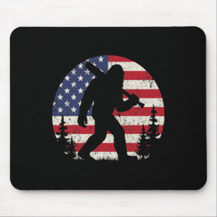 Patriotic Bigfoot Baseball American Usa Flag 4th O Mouse Pad