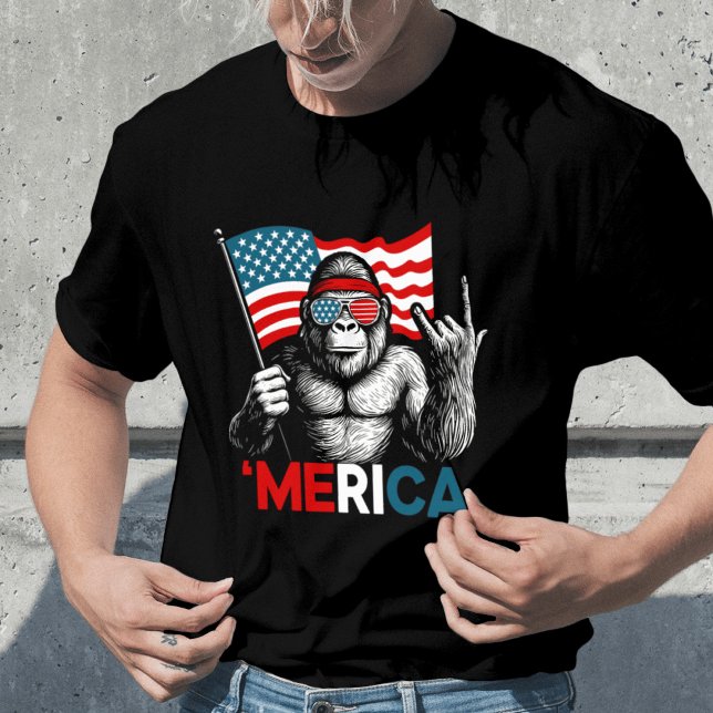 Patriotic Bigfoot Merica American Flag 4th Of July T-Shirt (Creator Uploaded)