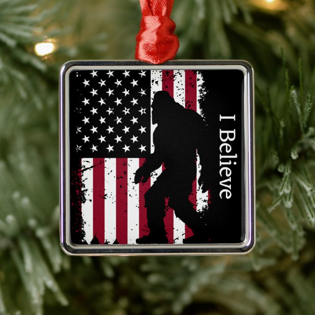 Patriotic Bigfoot  Metal Tree Decoration (Tree)