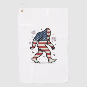 Patriotic Bigfoot Vintage Engraving Shirt Design_1 Golf Towel