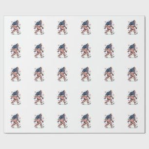 Patriotic Bigfoot Vintage Engraving Shirt Design_1 Wrapping Paper