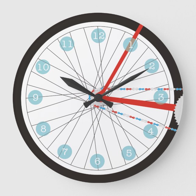 Patriotic Bike Wheel Clock In Red, White And Blue (Front)