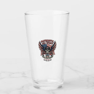 Patriotic Biker Skull Biker Road Freedom Patriot A Glass