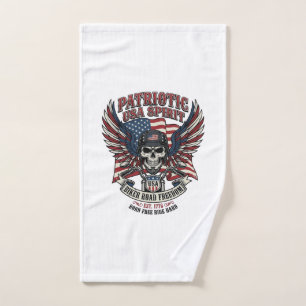 Patriotic Biker Skull Biker Road Freedom Patriot A Hand Towel