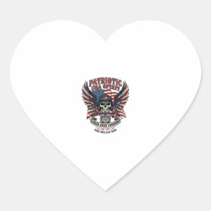 Patriotic Biker Skull Biker Road Freedom Patriot A Heart Sticker