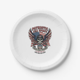 Patriotic Biker Skull Biker Road Freedom Patriot A Paper Plate
