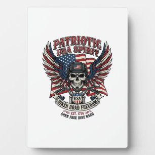 Patriotic Biker Skull Biker Road Freedom Patriot A Plaque
