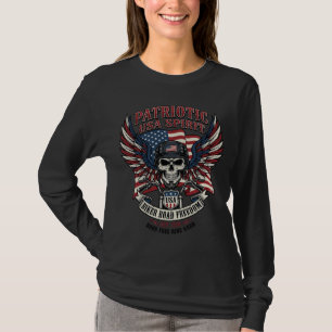Patriotic Biker Skull Biker Road Freedom Patriot A T-Shirt