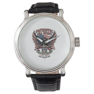 Patriotic Biker Skull Biker Road Freedom Patriot A Watch