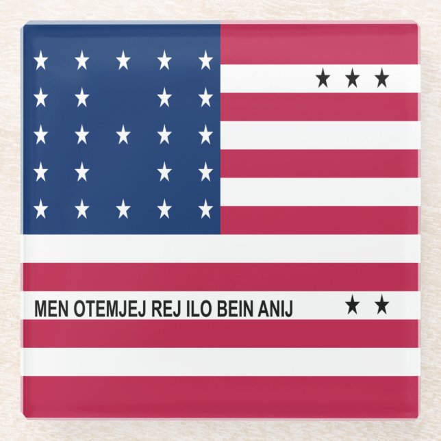 Patriotic Bikini Atoll Flag Glass Coaster (Front)
