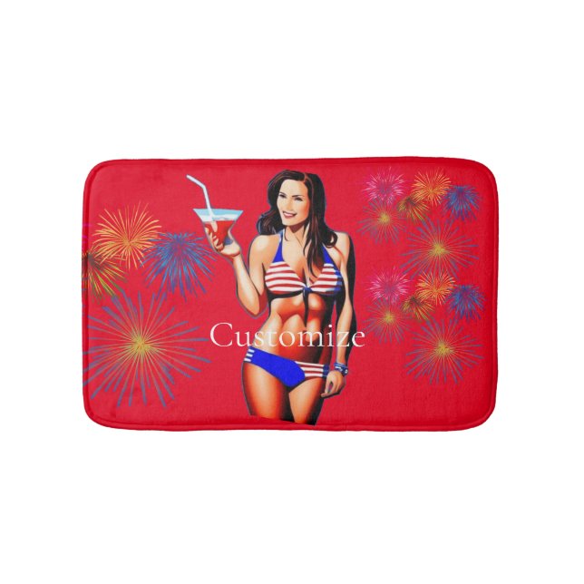Patriotic Bikini Fitness Model Thunder_Cove  Bath Mat (Front)