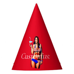 Patriotic Bikini Fitness Model Thunder_Cove Party Hat
