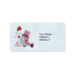 Patriotic Bird Tweets God Bless America Label