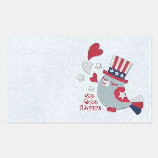 Patriotic Bird Tweets God Bless America Rectangular Sticker