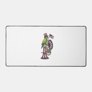Patriotic Bird Vintage Engraving Music Shirt Desig Desk Mat