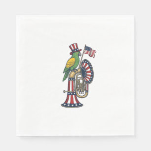 Patriotic Bird Vintage Engraving Music Shirt Desig Napkin