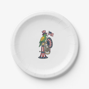 Patriotic Bird Vintage Engraving Music Shirt Desig Paper Plate