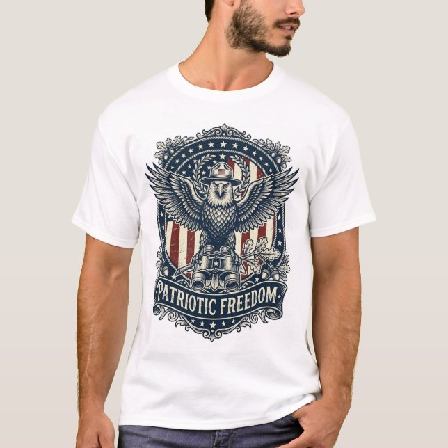 Patriotic Birdwatcher Vector Graphic Tee (Front)