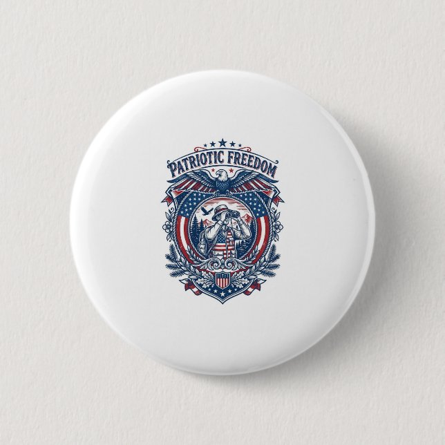 Patriotic Birdwatcher Vector Graphic Tee (2) 6 Cm Round Badge (Front)