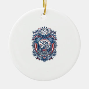 Patriotic Birdwatcher Vector Graphic Tee (2) Ceramic Tree Decoration