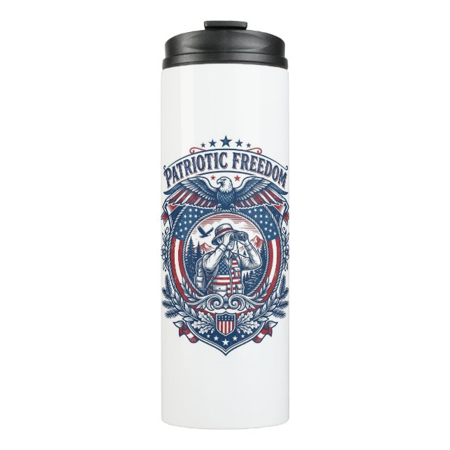 Patriotic Birdwatcher Vector Graphic Tee (2) Thermal Tumbler (Front)