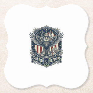 Patriotic Birdwatcher Vector Graphic Tee Paper Coaster