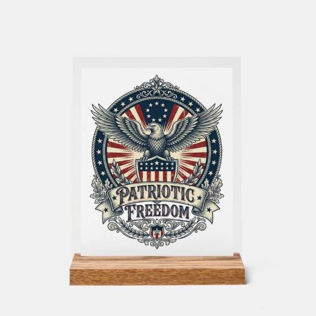 Patriotic Birth Year Series Vector Graphic Tee Acrylic Sign (Front)