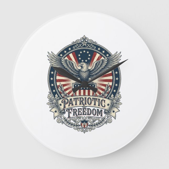 Patriotic Birth Year Series Vector Graphic Tee Large Clock (Front)