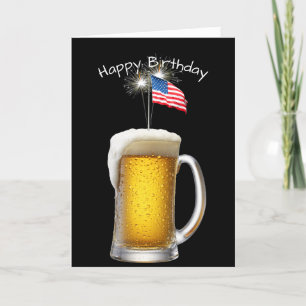 Patriotic Birthday Beer With Sparklers Card
