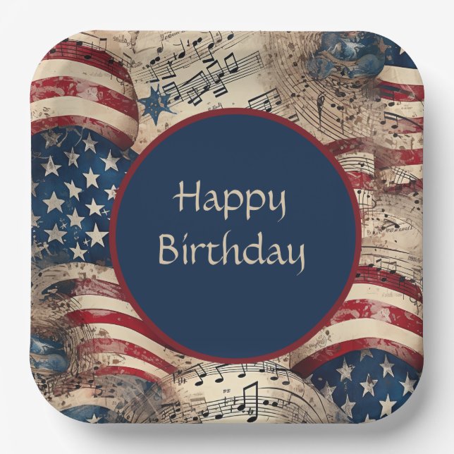 Patriotic BIrthday Party Paper Plate (Front)