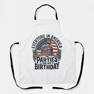 Patriotic Birthday Party Vintage Cake Shirt Design Apron
