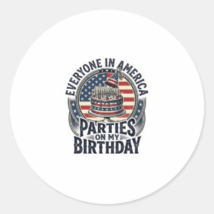 Patriotic Birthday Party Vintage Cake Shirt Design Classic Round Sticker