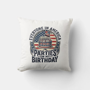 Patriotic Birthday Party Vintage Cake Shirt Design Cushion
