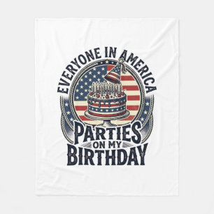 Patriotic Birthday Party Vintage Cake Shirt Design Fleece Blanket