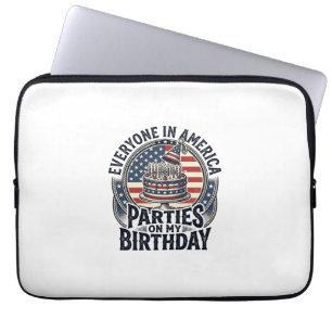 Patriotic Birthday Party Vintage Cake Shirt Design Laptop Sleeve