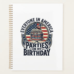 Patriotic Birthday Party Vintage Cake Shirt Design Planner