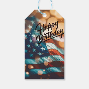 Patriotic Birthday Postcard Gift Tags