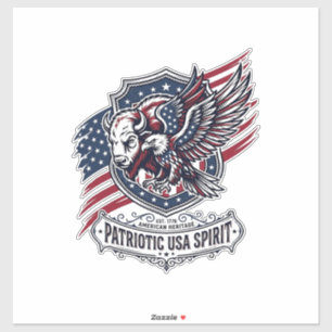 Patriotic Bison Eagle Crest Animal Hybrid Patrioti