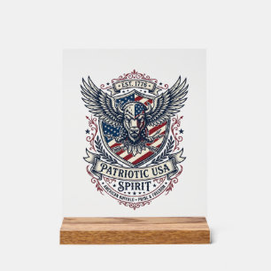 Patriotic Bison Eagle Crest Animal Hybrid Patrioti Acrylic Sign