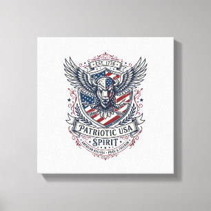 Patriotic Bison Eagle Crest Animal Hybrid Patrioti Canvas Print