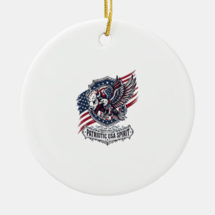 Patriotic Bison Eagle Crest Animal Hybrid Patrioti Ceramic Tree Decoration