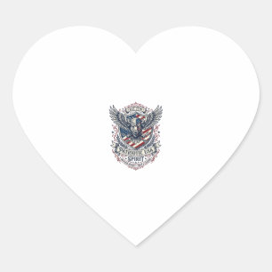 Patriotic Bison Eagle Crest Animal Hybrid Patrioti Heart Sticker