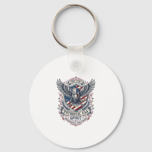 Patriotic Bison Eagle Crest Animal Hybrid Patrioti Key Ring