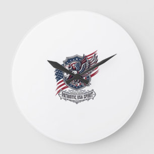 Patriotic Bison Eagle Crest Animal Hybrid Patrioti Large Clock