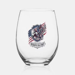 Patriotic Bison Eagle Crest Animal Hybrid Patrioti Stemless Wine Glass